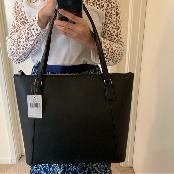 KATE SPADE CAMERON LARGE POCKET TOTE LEATHER BLACK - Picture 3 of 8